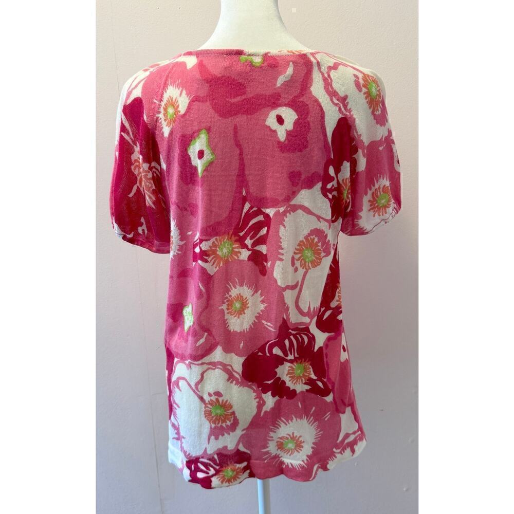 Lilly Pulitzer Cotton Lightweight Floral Shortsleeve Knit Sweater Size XS - Picture 3 of 4